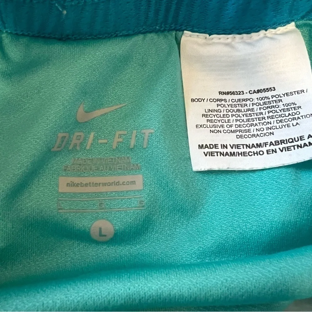NIKE Dry Fit Aqua Splatter Paint Athletic Lined L Running Gym Workout Shorts